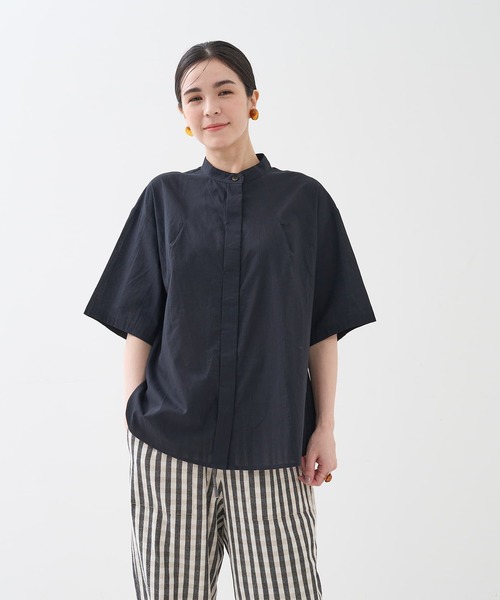 collex（コレックス）の「インド綿 半袖フレアブラウス（シャツ/ブラウス・レディース・ブラック/ブルー・フリー）」の11枚目の写真