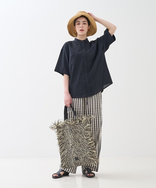 collex（コレックス）の「インド綿 半袖フレアブラウス（シャツ/ブラウス・レディース・ブラック/ブルー・フリー）」の10枚目の写真