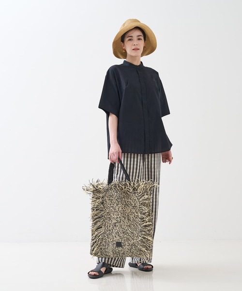 collex（コレックス）の「インド綿 半袖フレアブラウス（シャツ/ブラウス・レディース・ブラック/ブルー・フリー）」の8枚目の写真