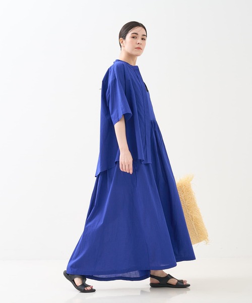 collex（コレックス）の「インド綿 半袖フレアブラウス（シャツ/ブラウス・レディース・ブラック/ブルー・フリー）」の7枚目の写真