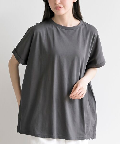 rps(アールピーエス)の「スカラップレース切替AラインT(Tシャツ/カットソー・レディース・チャコールグレー/オフホワイト・フリー)」の2枚目の写真