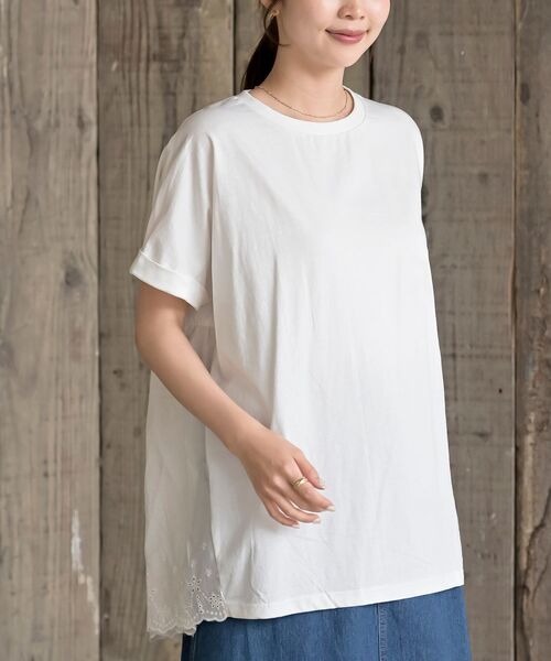 rps(アールピーエス)の「スカラップレース切替AラインT(Tシャツ/カットソー・レディース・チャコールグレー/オフホワイト・フリー)」の10枚目の写真