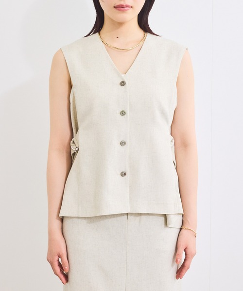 VIS（ビス）の「【セットアップ対応】サイドベルトフレアジレ（ベスト・レディース・オフホワイト/チャコールグレー・FREE）」の8枚目の写真