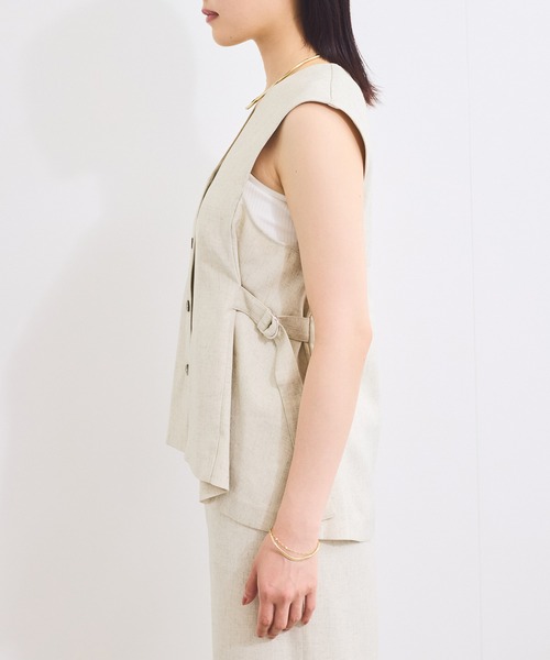 VIS（ビス）の「【セットアップ対応】サイドベルトフレアジレ（ベスト・レディース・オフホワイト/チャコールグレー・FREE）」の9枚目の写真