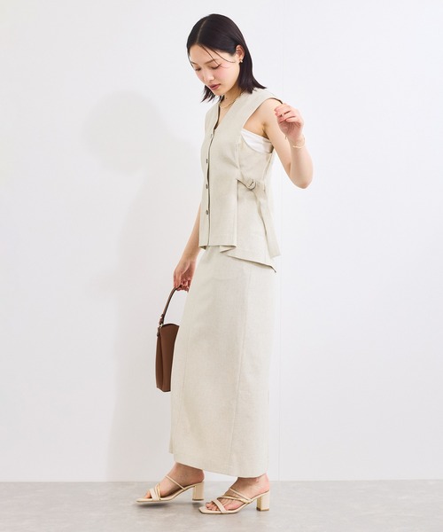 VIS（ビス）の「【セットアップ対応】サイドベルトフレアジレ（ベスト・レディース・オフホワイト/チャコールグレー・FREE）」の5枚目の写真