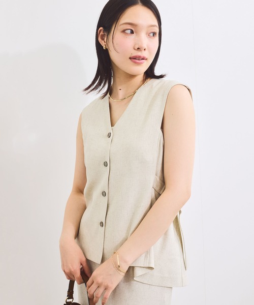 VIS（ビス）の「【セットアップ対応】サイドベルトフレアジレ（ベスト・レディース・オフホワイト/チャコールグレー・FREE）」の6枚目の写真