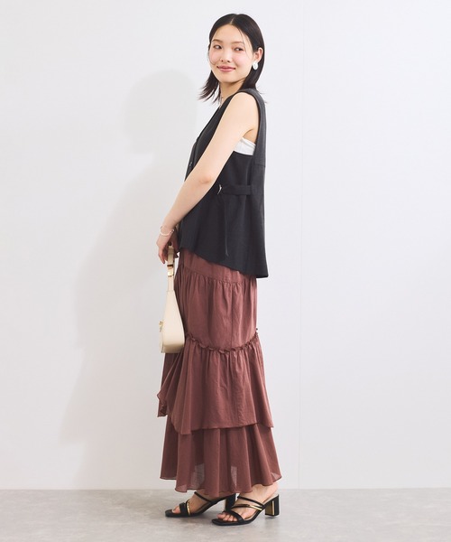 VIS（ビス）の「【セットアップ対応】サイドベルトフレアジレ（ベスト・レディース・オフホワイト/チャコールグレー・FREE）」の17枚目の写真