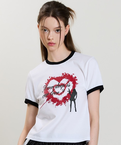 LUVISTRUE（ラヴイズトゥルー）の「SM HOW DEEP HEART TANG TEE（Tシャツ/カットソー・レディース・ホワイト/ブラック/ブルー・FREE）」の2枚目の写真