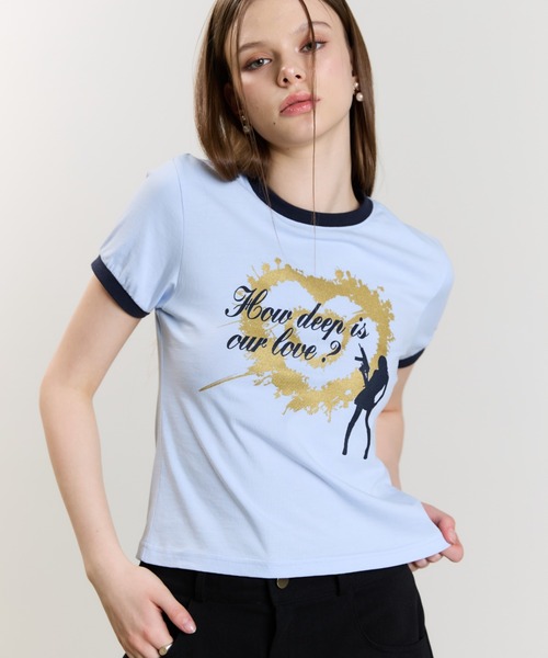 LUVISTRUE（ラヴイズトゥルー）の「SM HOW DEEP HEART TANG TEE（Tシャツ/カットソー・レディース・ホワイト/ブラック/ブルー・FREE）」の10枚目の写真