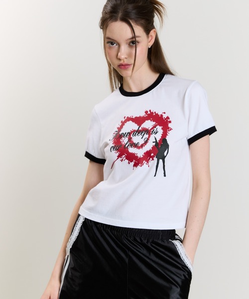 LUVISTRUE（ラヴイズトゥルー）の「SM HOW DEEP HEART TANG TEE（Tシャツ/カットソー・レディース・ホワイト/ブラック/ブルー・FREE）」の7枚目の写真