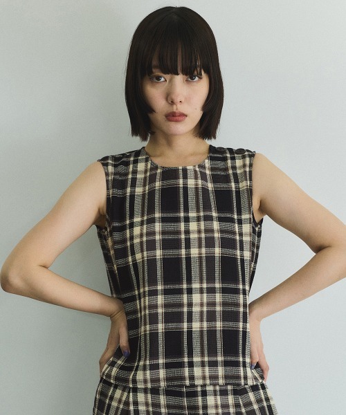 VICKY / ビッキー カラミチェックプルブラウス≪手洗い可能≫ セール】カラミチェックプルブラウス≪手洗い可能≫（シャツ