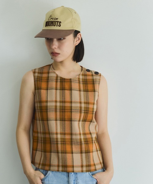 VICKY（ビッキー）の「カラミチェックプルブラウス≪手洗い可能≫（シャツ/ブラウス・レディース・ブラック系その他/オレンジ系その他/ブルー系その他・M）」の3枚目の写真