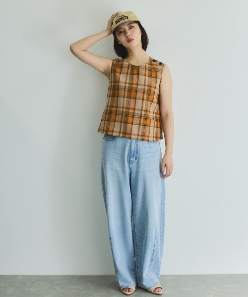 VICKY（ビッキー）の「カラミチェックプルブラウス≪手洗い可能≫（シャツ/ブラウス・レディース・ブラック系その他/オレンジ系その他/ブルー系その他・M）」の13枚目の写真