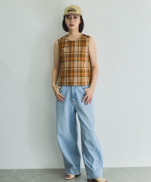 VICKY（ビッキー）の「カラミチェックプルブラウス≪手洗い可能≫（シャツ/ブラウス・レディース・ブラック系その他/オレンジ系その他/ブルー系その他・M）」の14枚目の写真