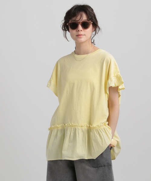 GEORGE'S（ジョージズ）の「ドッキングフリルTシャツ（その他トップス・レディース・スカイブルー/グレー系その他/ホワイト/イエロー・MEDIUM/SMALL）」の4枚目の写真