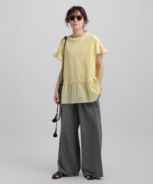 GEORGE'S（ジョージズ）の「ドッキングフリルTシャツ（その他トップス・レディース・スカイブルー/グレー系その他/ホワイト/イエロー・MEDIUM/SMALL）」の6枚目の写真