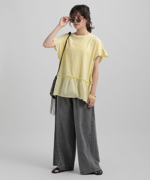GEORGE'S（ジョージズ）の「ドッキングフリルTシャツ（その他トップス・レディース・スカイブルー/グレー系その他/ホワイト/イエロー・MEDIUM/SMALL）」の7枚目の写真