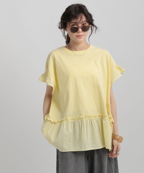 GEORGE'S（ジョージズ）の「ドッキングフリルTシャツ（その他トップス・レディース・スカイブルー/グレー系その他/ホワイト/イエロー・MEDIUM/SMALL）」の9枚目の写真