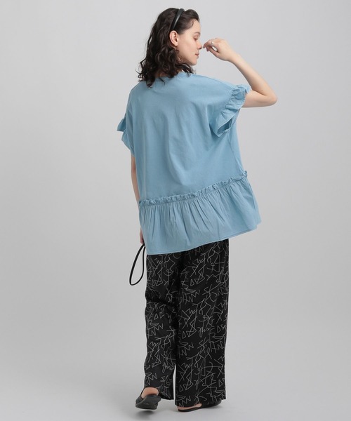 GEORGE'S（ジョージズ）の「ドッキングフリルTシャツ（その他トップス・レディース・スカイブルー/グレー系その他/ホワイト/イエロー・MEDIUM/SMALL）」の14枚目の写真