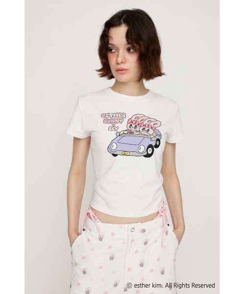 SLY(スライ)の「Esther Bunny x SLY PRINT T/SH エスターバニー スライ プリント Tシャツ 半袖 夏服(Tシャツ/カットソー・レディース・ネイビー/ホワイト・FREE)」の14枚目の写真