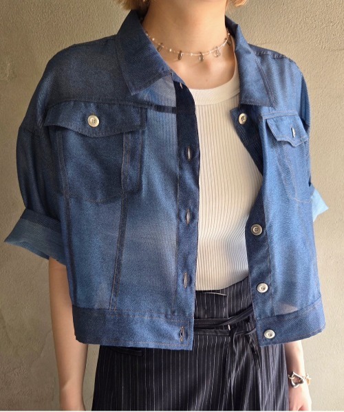 トップス AMERI DENIM LIKE PRINT SHIRT セール】DENIM LIKE PRINT SHIRT（シャツ/ブラウス）｜Ameri