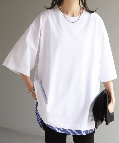 HUG.U(ハグユー)の「「体感 -2℃ !?」 接触冷感Tシャツ(Tシャツ/カットソー・レディース・ブラック/グレイッシュベージュ/オリーブ/ホワイト/ライトグレー/モスグリーン/レッド/ライトイエロー/ナチュラル/グレイッシュブルー・M/L)」の1枚目の写真