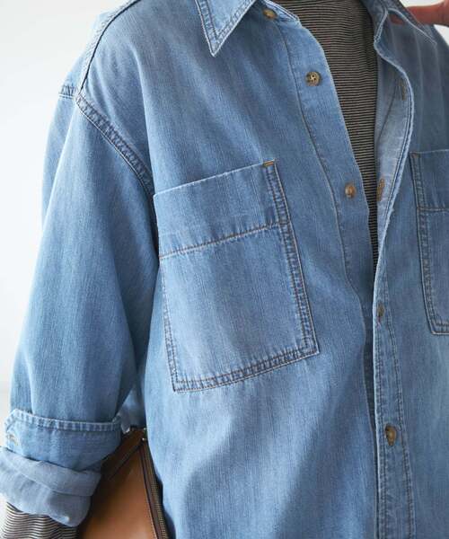 Spick & Span（スピックアンドスパン）の「《追加》ライトオンスデニムシャツ（シャツ/ブラウス・レディース・ブルー系その他/サックスブルー/ベージュ・FREE）」の17枚目の写真