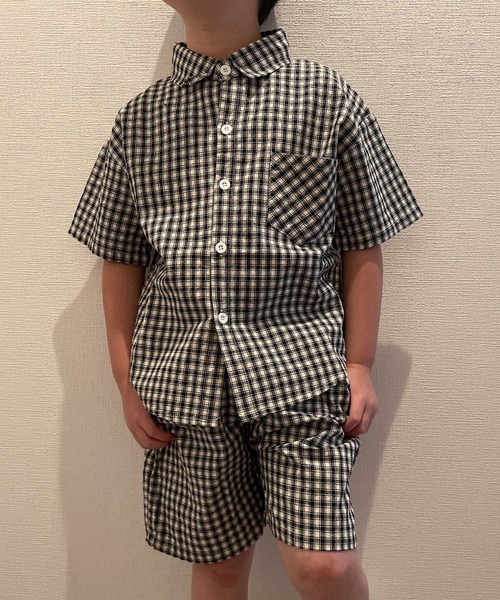 adidas ギンガムチェック ポロシャツ&ハーフパンツミニ　セットアップ adidas ギンガムチェック ポロシャツ&ハーフパンツミニ