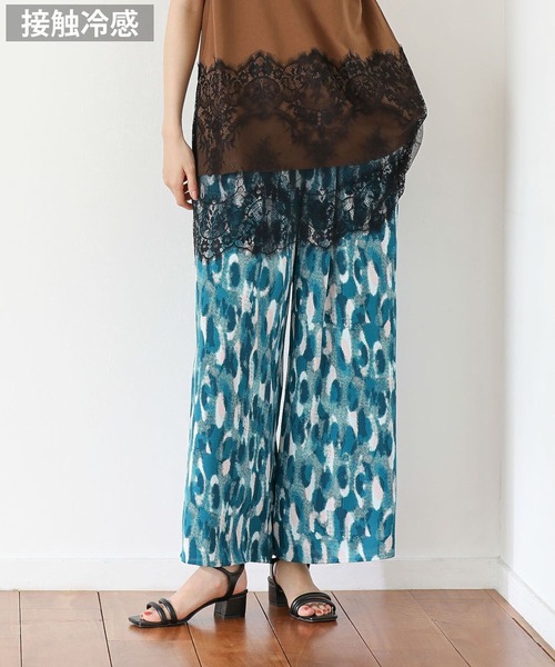 Green　Parks（グリーンパークス）の「柄イージーパンツⅣ(ワイド)（その他パンツ・レディース・カーキ/グレイッシュブルー/ブラウン/グリーン・FREE）」の3枚目の写真