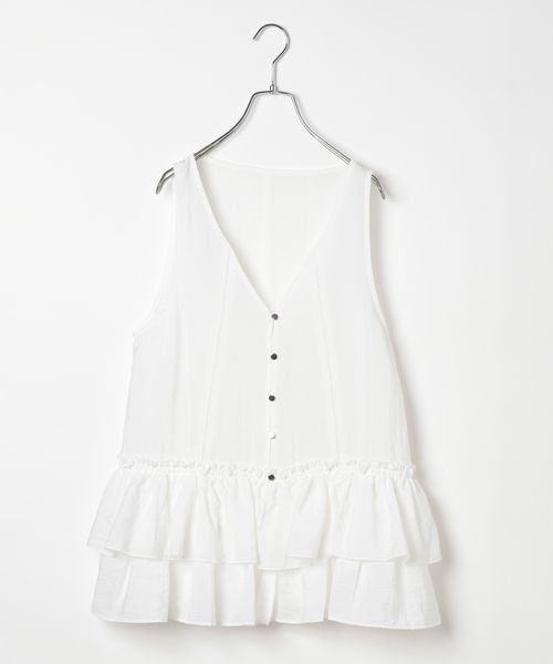 PAGEBOY(ページボーイ)の「フリルペプラムベスト(Tシャツ/カットソー・レディース・オフホワイト/ブラック・FREE)」の11枚目の写真