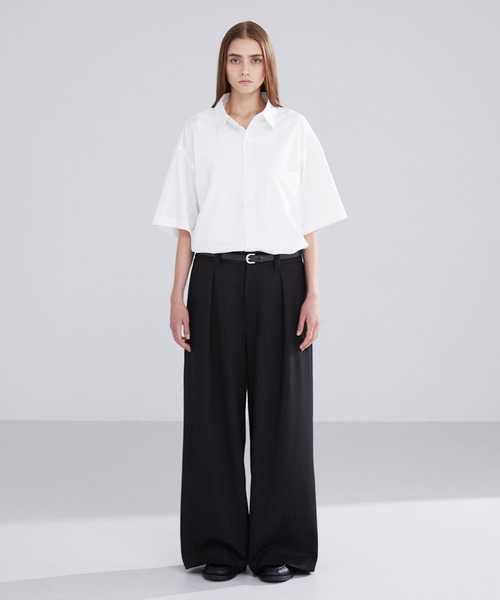 ［ミルク］un peu wide baggy slacks LUENNA】One-Tuck Baggy Wide Slacks / ワンタックバギーワイド