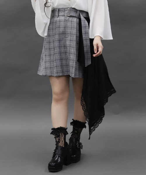 ファムローゼミニSK　紺×紺 オーバースカート付ミニスカート（スカート）｜axes femme