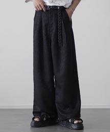 ETELIO | 総柄ジャガード2タックワイドバギースラックス(スラックス)