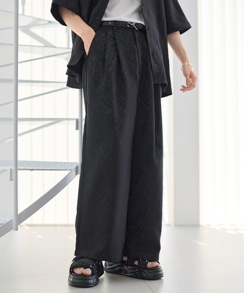 ETELIO（エテリオ）の「総柄ジャガード2タックワイドバギースラックス（スラックス・メンズ・チャコール/ブラック・S/M/L/XL）」の17枚目の写真