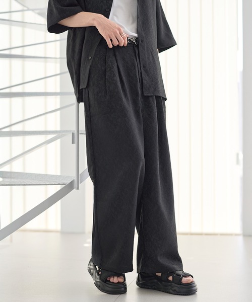 ETELIO（エテリオ）の「総柄ジャガード2タックワイドバギースラックス（スラックス・メンズ・チャコール/ブラック・S/M/L/XL）」の18枚目の写真