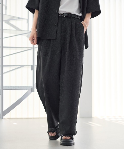 ETELIO（エテリオ）の「総柄ジャガード2タックワイドバギースラックス（スラックス・メンズ・チャコール/ブラック・S/M/L/XL）」の19枚目の写真