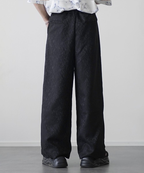 ETELIO（エテリオ）の「総柄ジャガード2タックワイドバギースラックス（スラックス・メンズ・チャコール/ブラック・S/M/L/XL）」の13枚目の写真