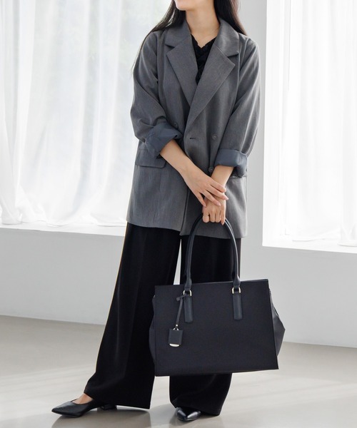 Jewelna Rose(ジュエルナローズ)の「OLバッグ・エト エアリィ 横型トートバッグ 16271(トートバッグ・レディース・グレイッシュベージュ/ライトピンク/ブラック・FREE)」の5枚目の写真