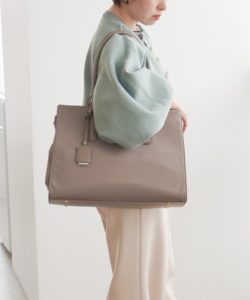Jewelna Rose(ジュエルナローズ)の「OLバッグ・エト エアリィ 横型トートバッグ 16271(トートバッグ・レディース・グレイッシュベージュ/ライトピンク/ブラック・FREE)」の15枚目の写真