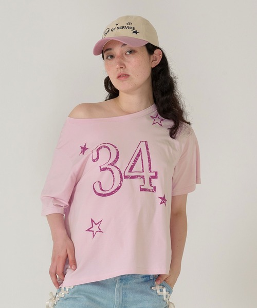 TINA:JOJUN(ティーナジョジュン)の「オーバーサイズ プリントTシャツ TINA:JOJUN(Tシャツ/カットソー・レディース・アイボリー/ピンク・M)」の2枚目の写真