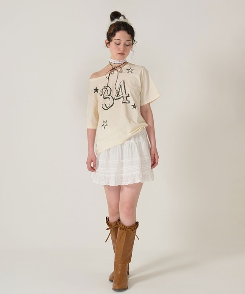 TINA:JOJUN(ティーナジョジュン)の「オーバーサイズ プリントTシャツ TINA:JOJUN(Tシャツ/カットソー・レディース・アイボリー/ピンク・M)」の3枚目の写真