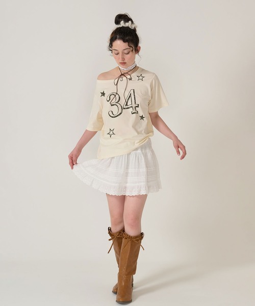 TINA:JOJUN(ティーナジョジュン)の「オーバーサイズ プリントTシャツ TINA:JOJUN(Tシャツ/カットソー・レディース・アイボリー/ピンク・M)」の4枚目の写真