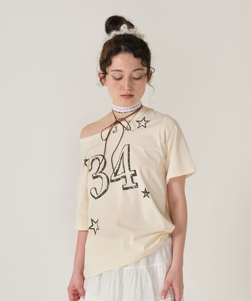 TINA:JOJUN(ティーナジョジュン)の「オーバーサイズ プリントTシャツ TINA:JOJUN(Tシャツ/カットソー・レディース・アイボリー/ピンク・M)」の7枚目の写真