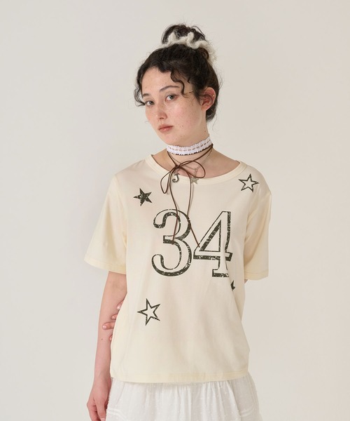 TINA:JOJUN(ティーナジョジュン)の「オーバーサイズ プリントTシャツ TINA:JOJUN(Tシャツ/カットソー・レディース・アイボリー/ピンク・M)」の8枚目の写真