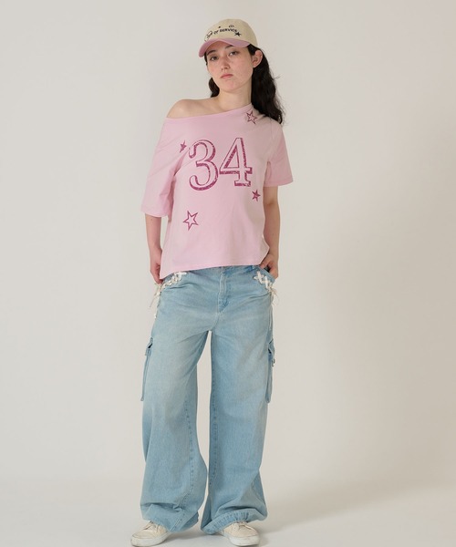 TINA:JOJUN(ティーナジョジュン)の「オーバーサイズ プリントTシャツ TINA:JOJUN(Tシャツ/カットソー・レディース・アイボリー/ピンク・M)」の9枚目の写真