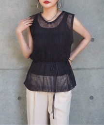 メッシュニット」に該当するニット/セーター（袖なし）ファッション