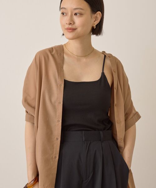 AMERICAN HOLIC（アメリカンホリック）の「【カップ付き】細リブキャミソール（キャミソール・レディース・ブラウン/グリーン/オレンジ/チャコールグレー/ブラック/アイボリー・M/L）」の3枚目の写真