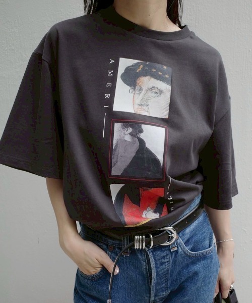 トップス AmeriVINTAGE CROP FRAME OLIVER TEE CROP FRAME OLIVER TEE(Tシャツ/カットソー)|Ameri(アメリ