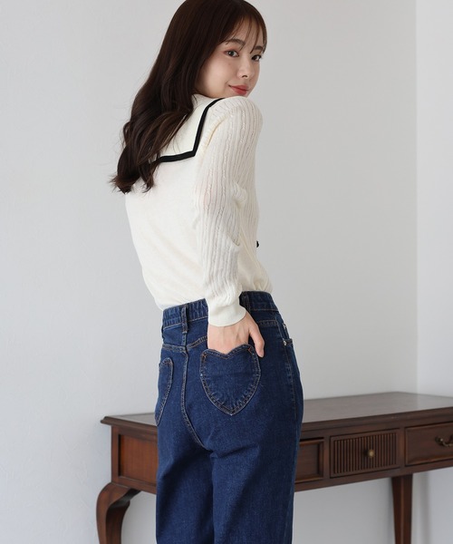 BLUEEAST(ブルーイースト)の「ハートポケットフレアデニムパンツ(デニムパンツ・レディース・ネイビー・MEDIUM/LARGE)」の10枚目の写真