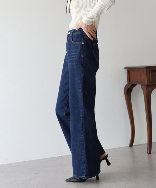 BLUEEAST(ブルーイースト)の「ハートポケットフレアデニムパンツ(デニムパンツ・レディース・ネイビー・MEDIUM/LARGE)」の8枚目の写真